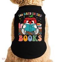 Cute Retro Cartoon Apple 100 Days Of Books Doggie Tank thumb 0
