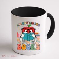 Cute Retro Cartoon Apple 100 Days Of Books Coffee Mug thumb 1