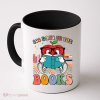 Cute Retro Cartoon Apple 100 Days Of Books Coffee Mug thumb 0