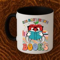 Cute Retro Cartoon Apple 100 Days Of Books Coffee Mug thumb 2