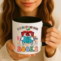 Cute Retro Cartoon Apple 100 Days Of Books Coffee Mug thumb 3