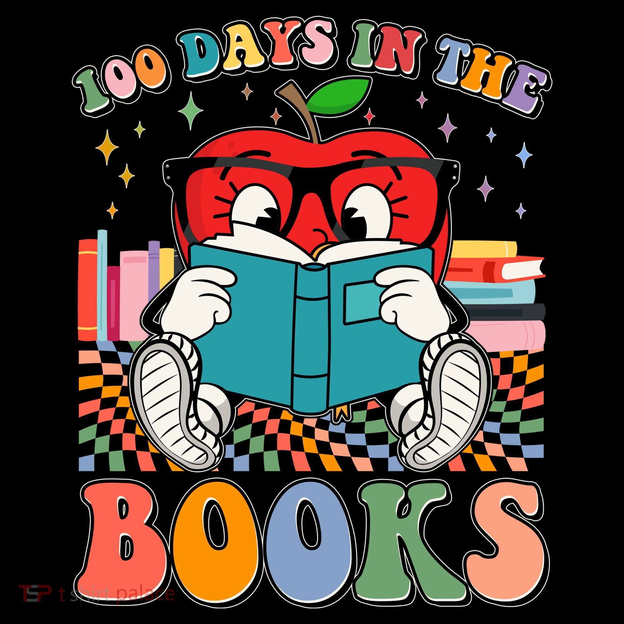 Cute Retro Cartoon Apple 100 Days Of Books Coffee Mug