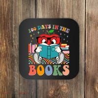Cute Retro Cartoon Apple 100 Days Of Books Coaster thumb 0