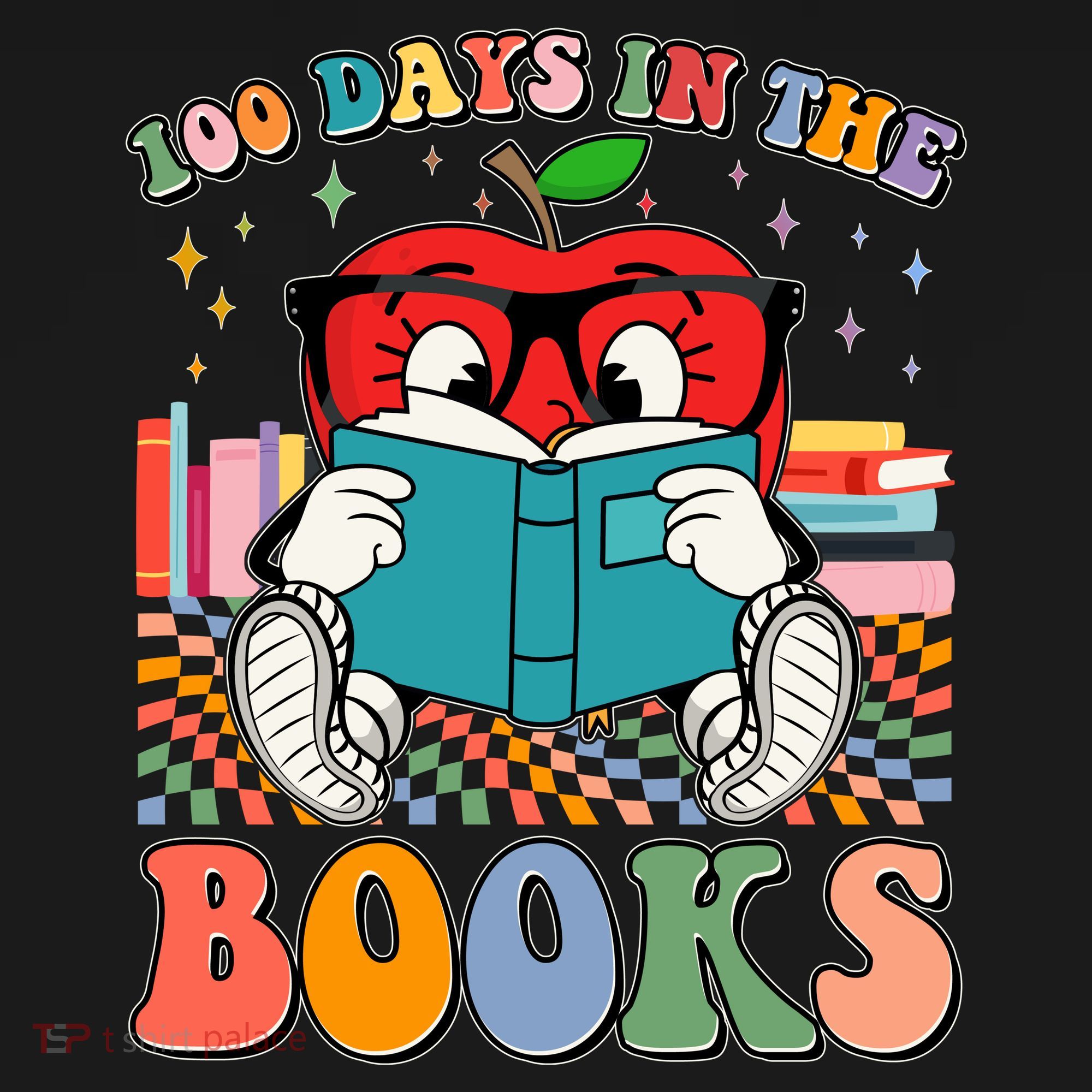Cute Retro Cartoon Apple 100 Days Of Books Pajama Set