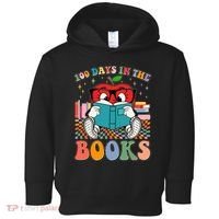 Cute Retro Cartoon Apple 100 Days Of Books Toddler Hoodie thumb 0