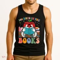 Cute Retro Cartoon Apple 100 Days Of Books Tank Top thumb 3