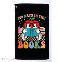 Cute Retro Cartoon Apple 100 Days Of Books Golf Towel thumb 0