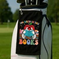 Cute Retro Cartoon Apple 100 Days Of Books Golf Towel thumb 2
