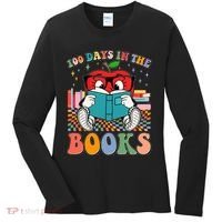 Cute Retro Cartoon Apple 100 Days Of Books Women's Long Sleeve Shirt thumb 0