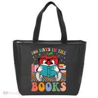 Cute Retro Cartoon Apple 100 Days Of Books Tote Bag thumb 0