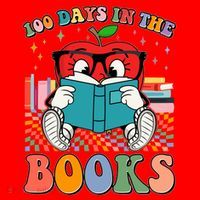 Cute Retro Cartoon Apple 100 Days Of Books Santa Hat thumb 1