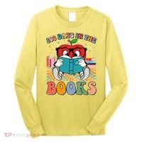 Cute Retro Cartoon Apple 100 Days Of Books Long Sleeve Shirt thumb 0