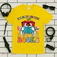 Cute Retro Cartoon Apple 100 Days Of Books T-Shirt thumb 5