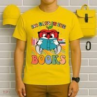 Cute Retro Cartoon Apple 100 Days Of Books T-Shirt thumb 6