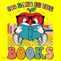 Cute Retro Cartoon Apple 100 Days Of Books T-Shirt thumb 7