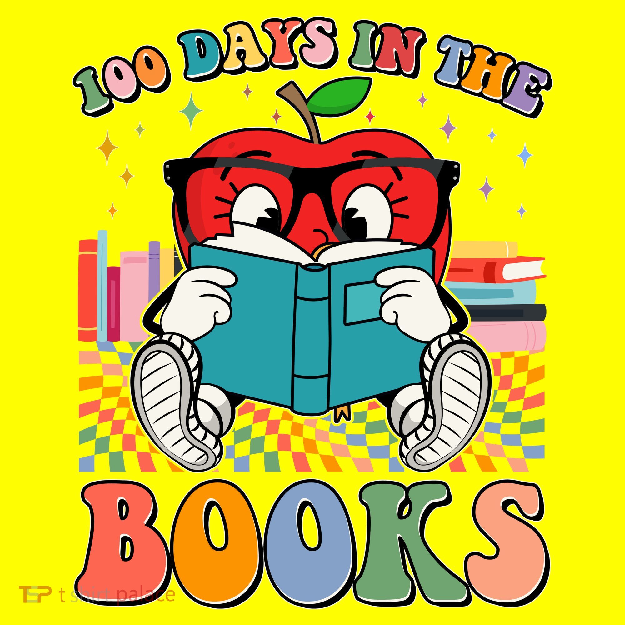 Cute Retro Cartoon Apple 100 Days Of Books Polo
