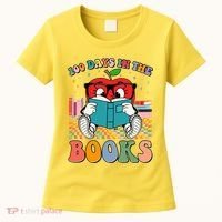 Cute Retro Cartoon Apple 100 Days Of Books Women's T-Shirt thumb 0