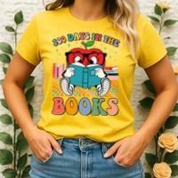Cute Retro Cartoon Apple 100 Days Of Books Women's T-Shirt thumb 2