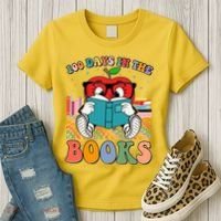 Cute Retro Cartoon Apple 100 Days Of Books Women's T-Shirt thumb 3