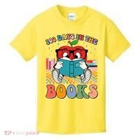 Cute Retro Cartoon Apple 100 Days Of Books Kids T-Shirt thumb 0