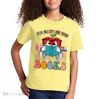 Cute Retro Cartoon Apple 100 Days Of Books Kids T-Shirt thumb 2