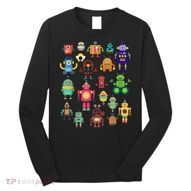 Cute Retro Colorful Robot Collection Long Sleeve Shirt