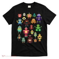 Cute Retro Colorful Robot Collection T-Shirt thumb 0