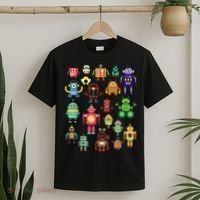 Cute Retro Colorful Robot Collection T-Shirt thumb 2