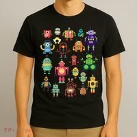 Cute Retro Colorful Robot Collection T-Shirt thumb 3