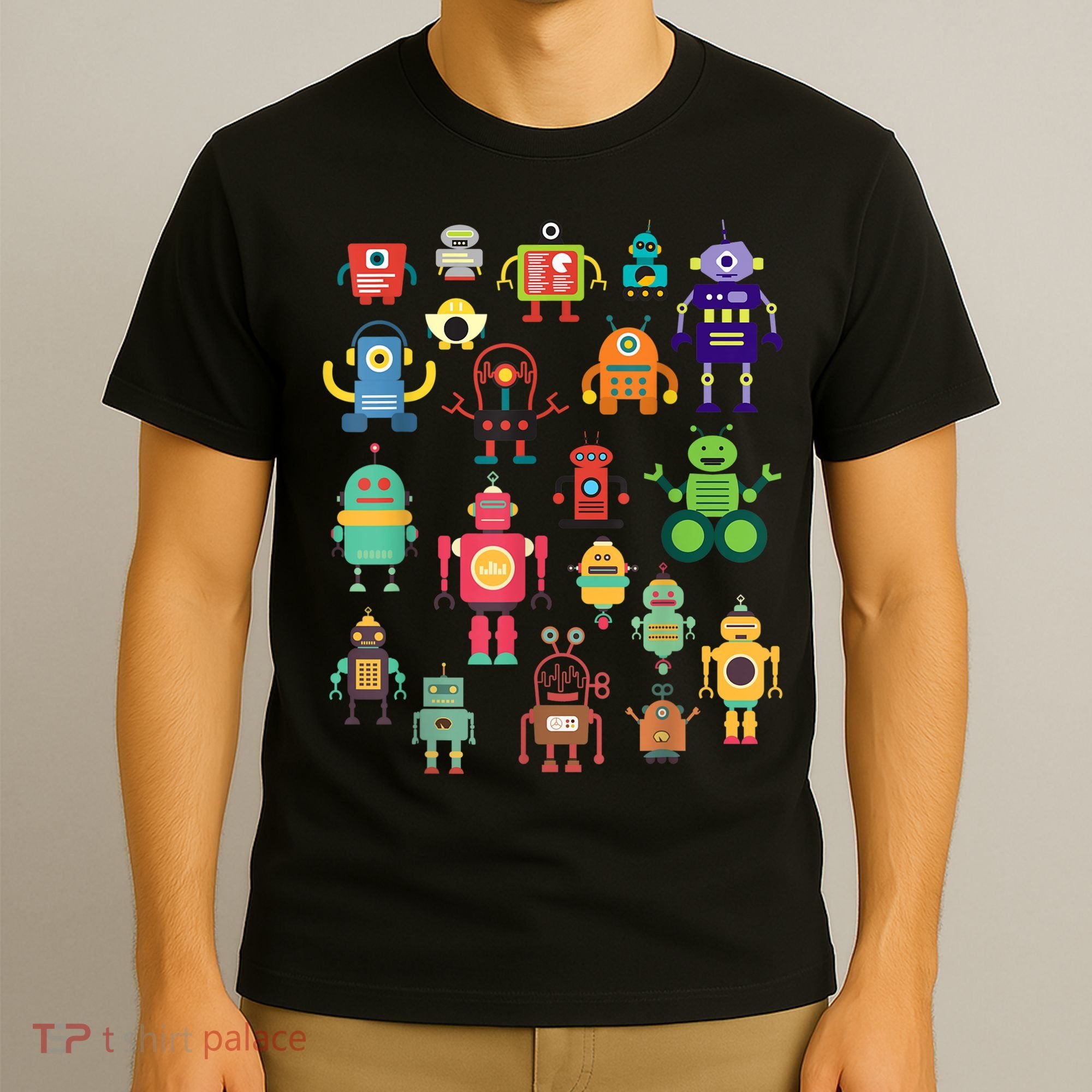 Cute Retro Colorful Robot Collection T-Shirt
