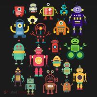Cute Retro Colorful Robot Collection T-Shirt thumb 7