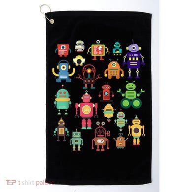 Cute Retro Colorful Robot Collection Golf Towel