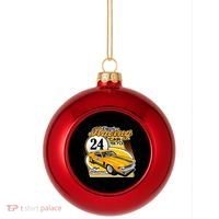 CLASSIC RACING CAR Plastic Christmas Ball Ornament thumb 0