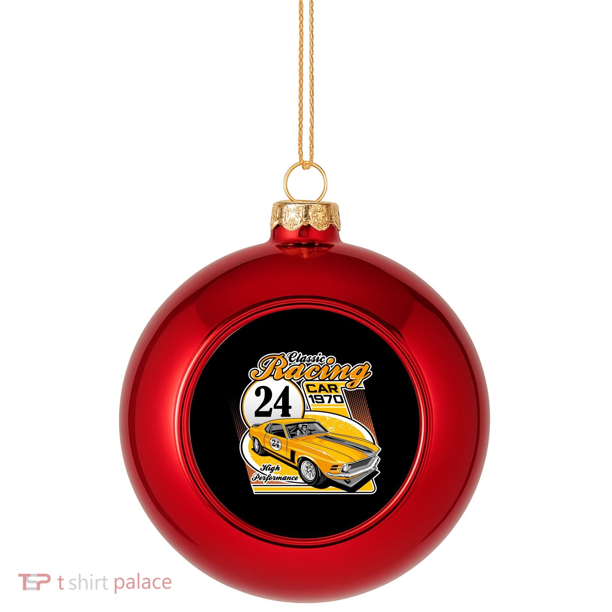 CLASSIC RACING CAR Plastic Christmas Ball Ornament
