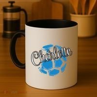 Cool Retro Charlotte Soccer Ball Coffee Mug thumb 4