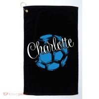 Cool Retro Charlotte Soccer Ball Golf Towel thumb 0