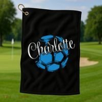 Cool Retro Charlotte Soccer Ball Golf Towel thumb 1