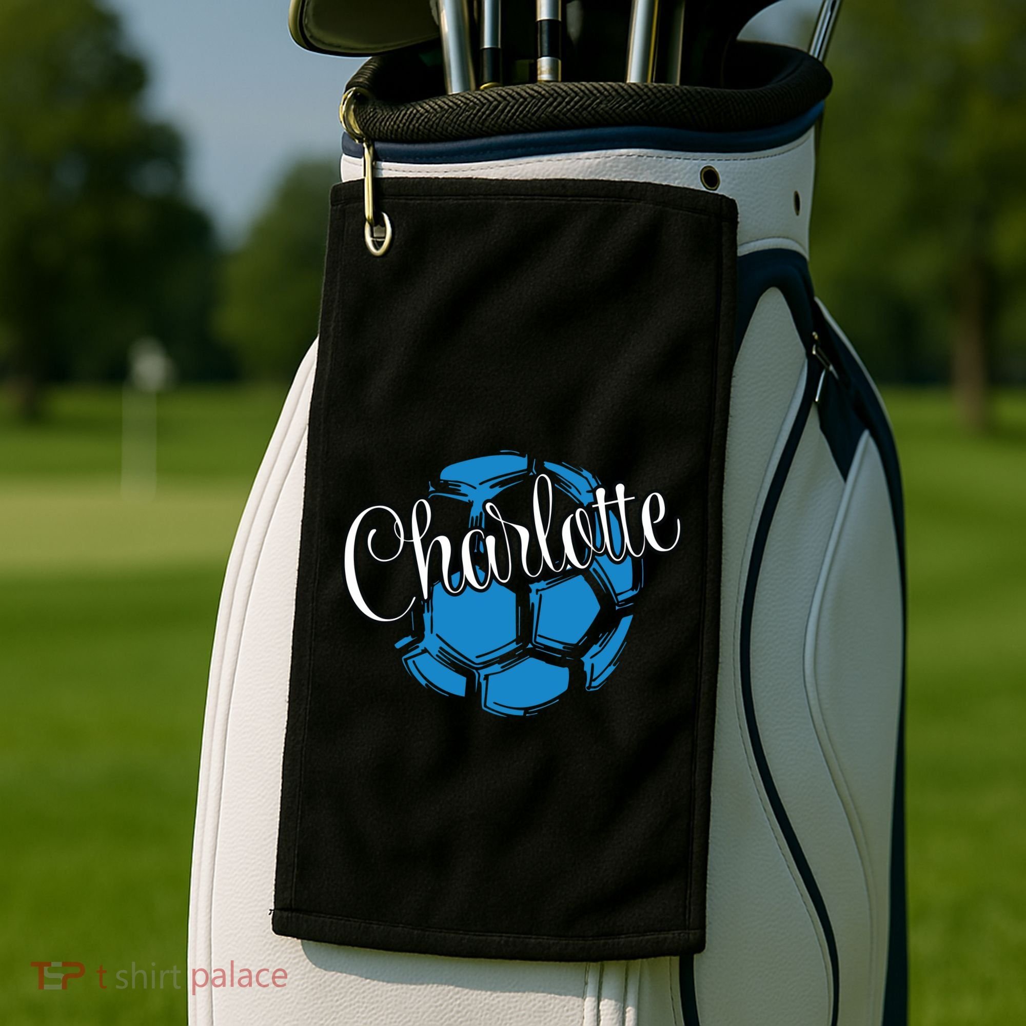 Cool Retro Charlotte Soccer Ball Golf Towel