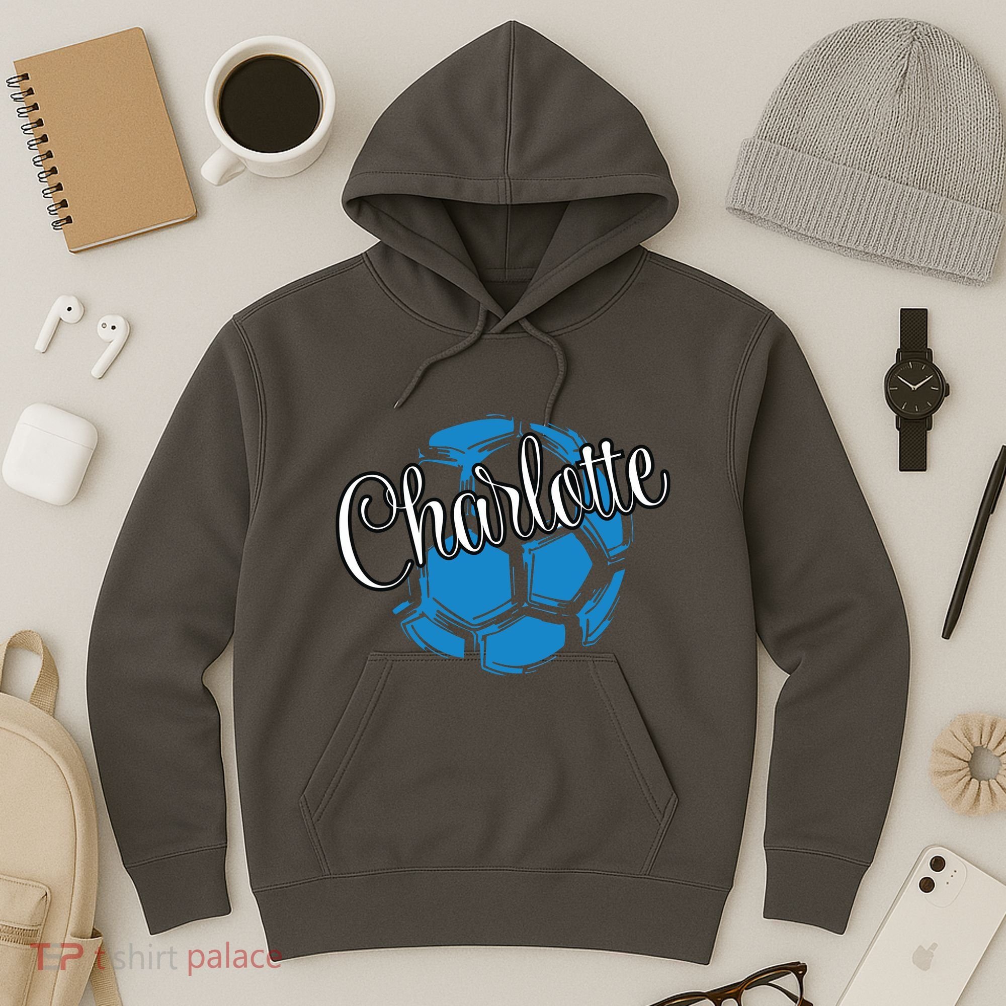 Cool Retro Charlotte Soccer Ball Hoodie