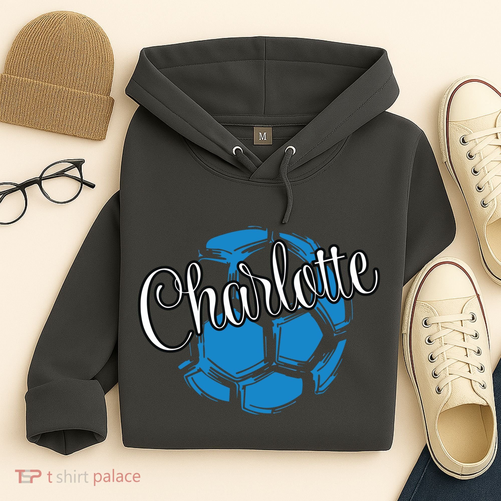 Cool Retro Charlotte Soccer Ball Hoodie