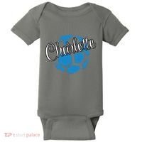 Cool Retro Charlotte Soccer Ball Baby Bodysuit thumb 0