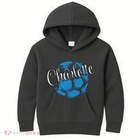 Cool Retro Charlotte Soccer Ball Kids Hoodie thumb 0