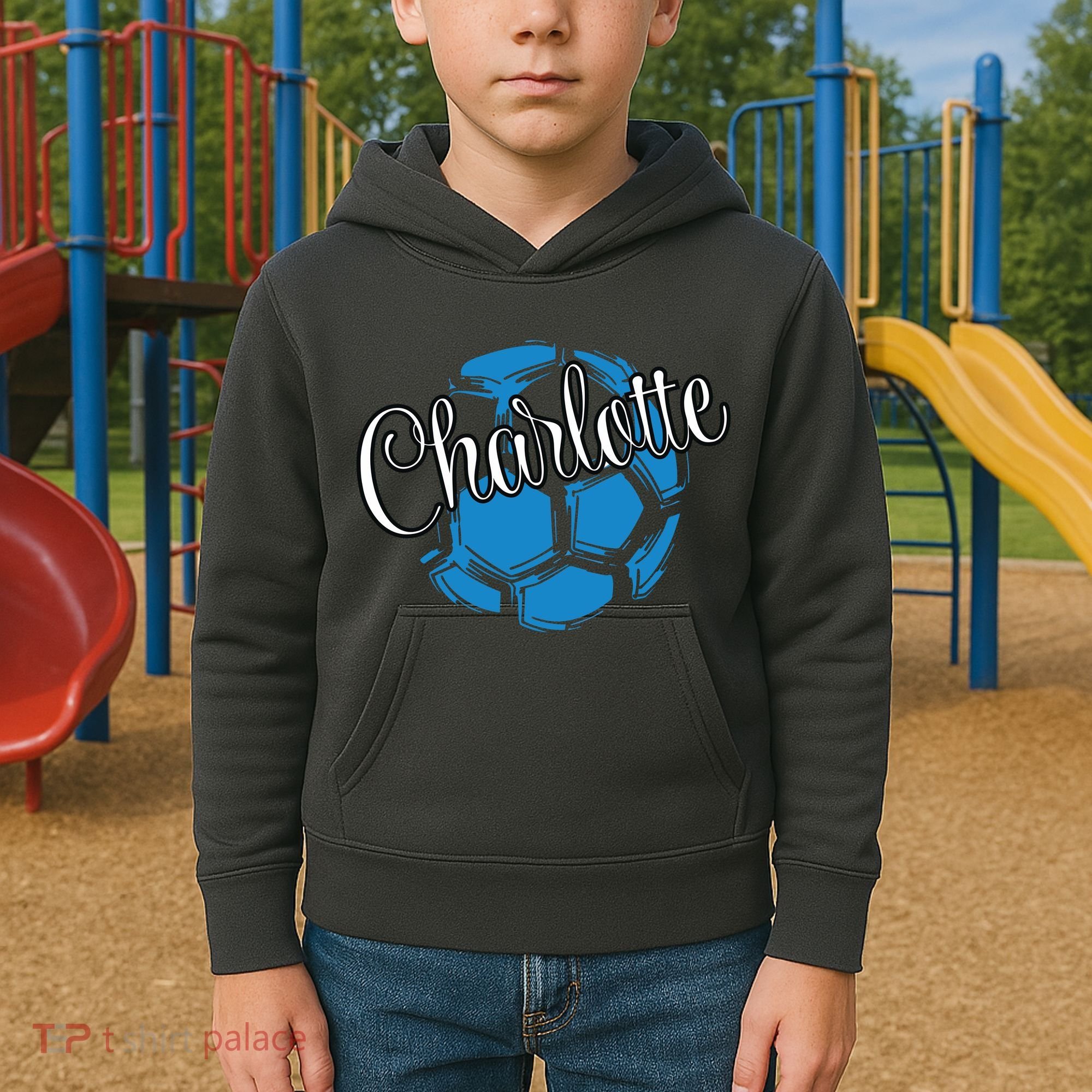 Cool Retro Charlotte Soccer Ball Kids Hoodie