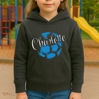 Cool Retro Charlotte Soccer Ball Kids Hoodie thumb 3