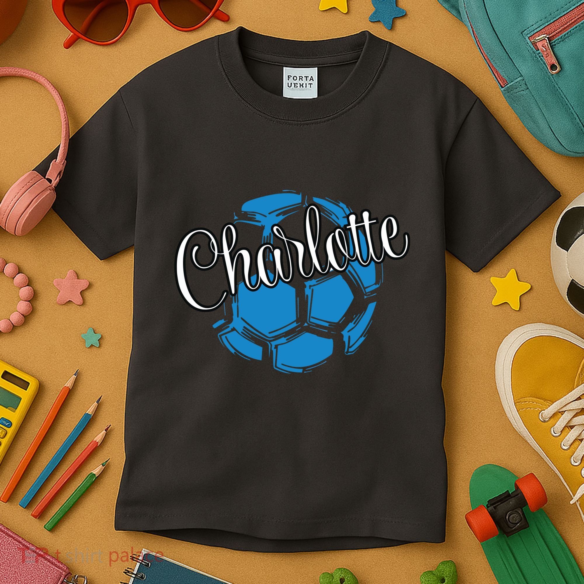 Cool Retro Charlotte Soccer Ball Kids T-Shirt