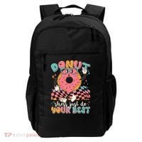 Cute Retro Cartoon Donut Stress Just Do Your Best Backpack thumb 0