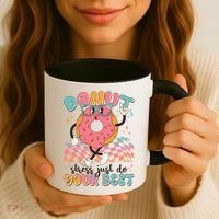 Cute Retro Cartoon Donut Stress Just Do Your Best Coffee Mug thumb 3