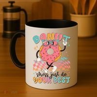 Cute Retro Cartoon Donut Stress Just Do Your Best Coffee Mug thumb 4