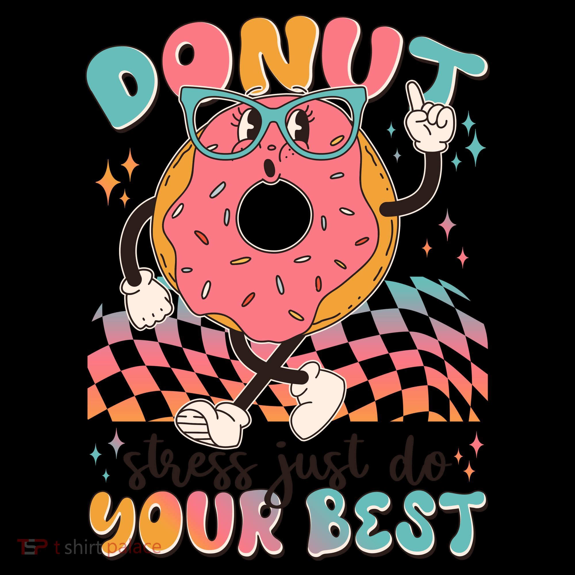 Cute Retro Cartoon Donut Stress Just Do Your Best Coffee Mug