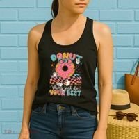 Cute Retro Cartoon Donut Stress Just Do Your Best Women's Tank Top thumb 2